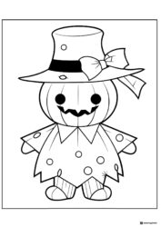 Pumpkin Head Character Coloring Page with Big Hat
