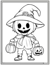 Pumpkin Trick or Treater Coloring Page