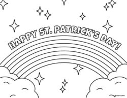Rainbow and Cloud Coloring Page with St. Patricks Day Greeting