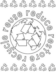 Recycle Symbol Earth Day Page with Restore and Reuse Message