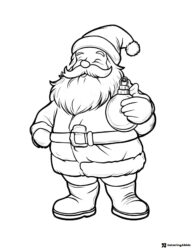 Santa Claus Coloring Page with Ornament and Happy Smile