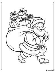 Santa Claus Coloring Page with Sack Full of Presents
