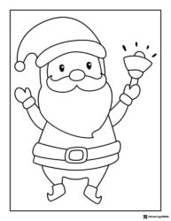 Santa Ringing Bell Coloring Page with Hat and Boots