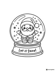 Santa Snow Globe Coloring Sheet with Let It Snow Text