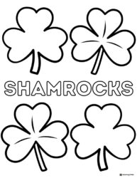 Shamrocks Coloring Sheet Featuring Four Leaf Designs