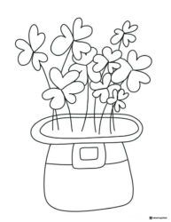 Shamrocks Growing from Leprechaun Hat Coloring Sheet