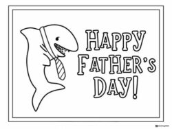 Shark with Tie Fathers Day Coloring Page Design