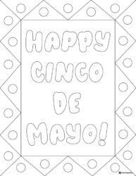 Simple Cinco de Mayo Coloring Sheet with Dotted Border