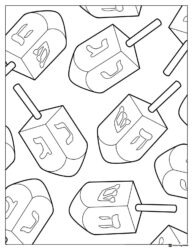 Simple Dreidel Pattern Coloring Sheet with Repeated Shapes