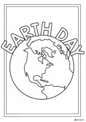 Simple Earth Day Globe Coloring Sheet with Framed Text