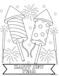Simple Fireworks Happy New Year Coloring Sheet