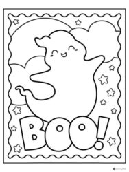 Simple Ghost Character Coloring Page with Witch Hat Outfit