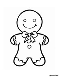 Simple Gingerbread Man Coloring Page with Bowtie and Icing Trim