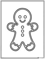 Simple Gingerbread Man Coloring Page with Icing Trim