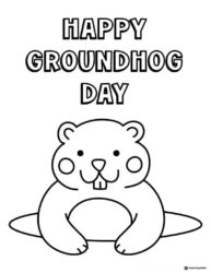 Simple Groundhog Day Coloring Page with Cute Groundhog