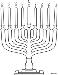 Simple Menorah Coloring Page with Long Burning Candles