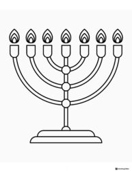 Simple Menorah Hanukkah Coloring Page with Lit Candles