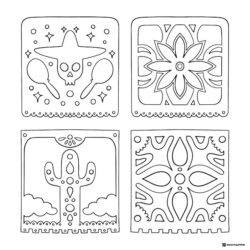 Simple Papel Picado Coloring Sheet with Festive