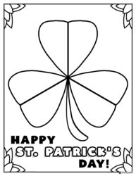 Simple Shamrock Coloring Page with St. Patricks Message