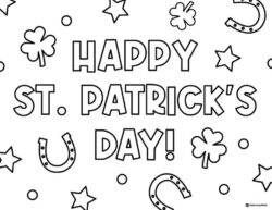 Simple St. Patricks Day Coloring Page with Lucky Symbols