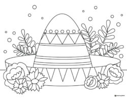 Sombrero Coloring Sheet with Flowers and Leafy Decorations