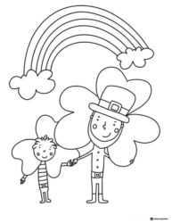 St. Patricks Day Coloring Page with Rainbow and Shamrocks
