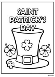 St. Patricks Day Hat Coloring Page with Shamrocks