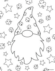 St. Patricks Gnome Coloring Page with Shamrock Hat Pattern