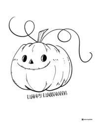 Sweet Faced Pumpkin Coloring Page with Curly Stems
