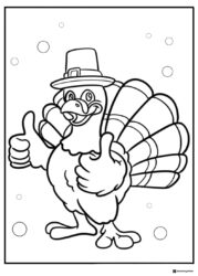 Thanksgiving Turkey Coloring Page Giving Thumbs Up