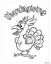 Thanksgiving Turkey Coloring Page with Fun Expression