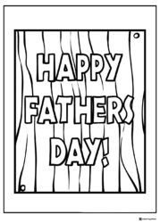 Wooden Sign Fathers Day Coloring Sheet with Bold Text