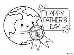 Worlds Best Dad Earth Themed Fathers Day Coloring Page