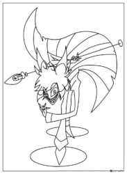 Alastor Coloring Page with Large Fan and Staff