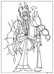 Alastor and Niffty Hazbin Hotel Coloring Page