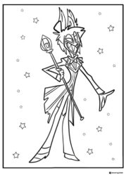 Alastor with Staff and Stars Coloring Page