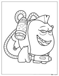 Alien monster with water gun coloring page
