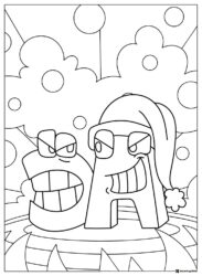 Alphabet Lore C and A Coloring Sheet with clouds