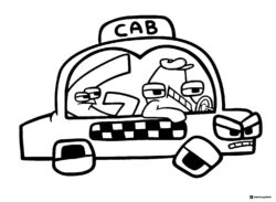 Alphabet Lore CAB in a Car Coloring Page