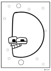 Alphabet Lore D Coloring Page with bubbles