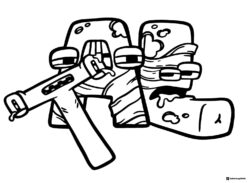 Alphabet Lore F and G with Gun Coloring Page