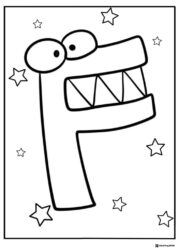Alphabet Lore F with Stars Coloring Page