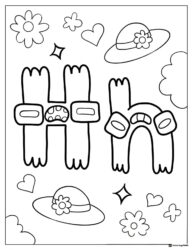 Alphabet Lore H with Hats and Flowers Coloring Sheet