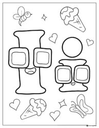 Alphabet Lore I Coloring Page with various items