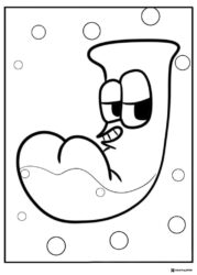 Alphabet Lore J Coloring Page with bubbles