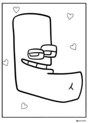 Alphabet Lore L Coloring Page with hearts