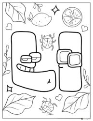 Alphabet Lore L Coloring Sheet with lemons and bugs
