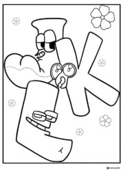 Alphabet Lore L and K with Flowers Coloring Page