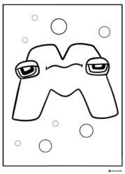 Alphabet Lore M Coloring Sheet with bubbles