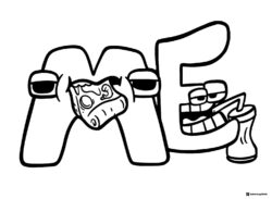Alphabet Lore ME Eating Pizza Coloring Page
